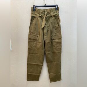 Mother Olive Cargo Utility Pants with Tie Waist. New without tags.